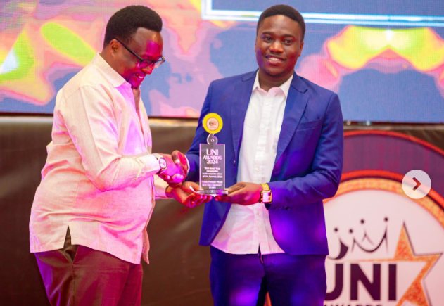 Frank Prosper Msaki (Right) emerged as one of the Uni Awards winners by being recognized as the Best Male University Leader of 2024